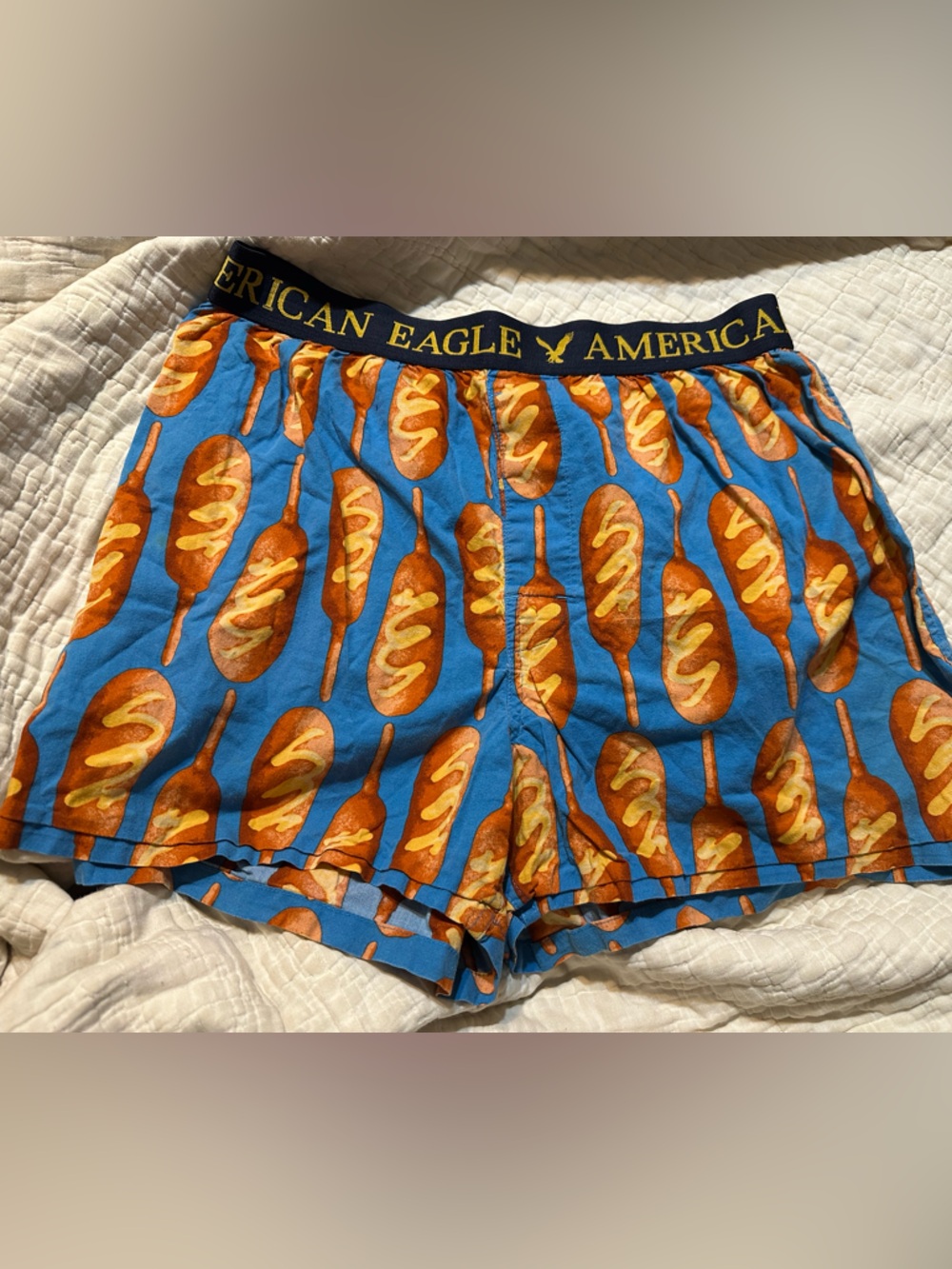 American Eagle Outfitters blue boxers with corndogs